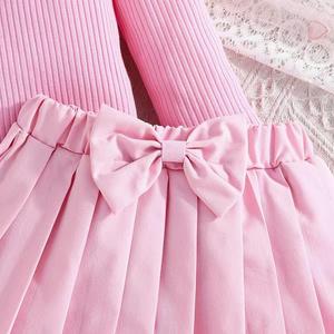Ensemble 2 pièces pour filles : haut à manches en maille multicolore et jupe – Tenue mignonne et élégante pour sorties - Product Image 6