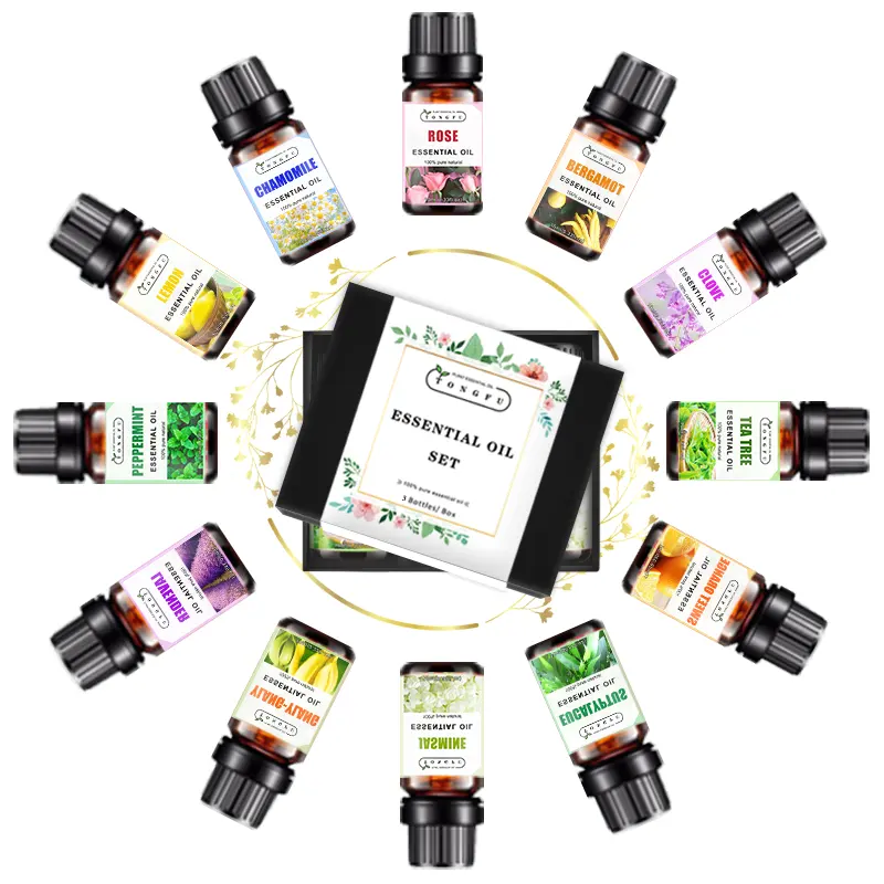 Vente en gros de plantes naturelles de haute qualité biologiques Huiles essentielles cosmétiques 10ml Citron Orange douce 12pcs Ensemble d'huiles essentielles