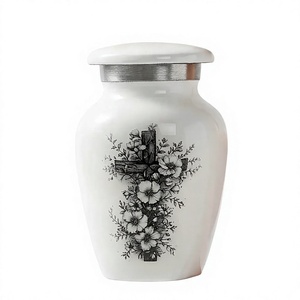 Urna Funeraria Blanca con Diseño de Atardecer en la Montaña, Recipiente para Cenizas de Adultos, Urna Conmemorativa para Cenizas Humanas - Product Image 2