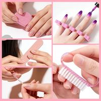 Kit de manucure jetable 5-en-1 scintillant : mini-limes à ongles, brosse à ongles, repousse-cuticules, limes à ongles en forme de cœur