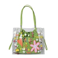 Transparente Damen-Handtasche mit großem Fassungsvermögen, 2026 Neu, Street-Trend, Mode, Umhängetasche, Großhandel, Kontrastfarben, Polyester
