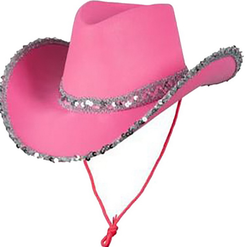 Com-four Pack De 2 Sombreros Vaqueros Rosas - Estilo Occidental Con Correa | Para Disfraces Y Fiestas Temáticas | Diseño De Ante