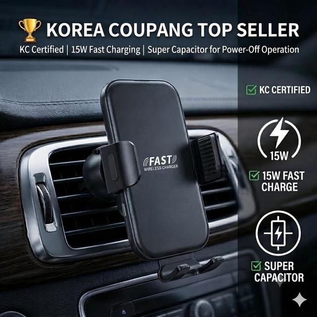 15W Wireless Car Charger Holder Auto Clamping Phone Mount Smart Sensor Fast Charging Stand for iPhone 15 for Samsung S23