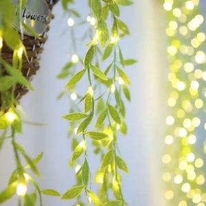 Simulated Weeping Willow Leaf <b>Light</b> <b>String</b> 10 Strips <b>Light</b> Green Ornamental Decorations For Indoor Outdoor Party Wedding Decor - Product Image 2