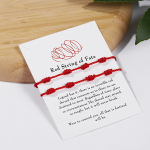 Pulseras de Hilo Rojo del <span class=keywords><strong>Destino</strong></span> para Mujeres y Hombres, Amuleto de Buena Suerte, Joyería con Cordón para Pedir un Deseo - Product Image 4