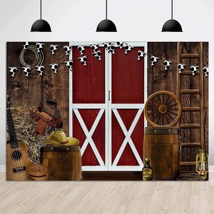 Fondo occidental de vinilo de 7x5 pies <span class=keywords><strong>para</strong></span> fotografía, suministros <span class=keywords><strong>para</strong></span> sesión de fotos, escena, Fondo de foto, casa de campo, puerta de Granero, vaquero occidental, niños 011 - Product Image 1