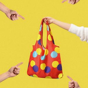 Sac fourre-tout pliable en polyester réutilisable à impression personnalisée, grand format, pour les courses au supermarché ou les courses alimentaires - Product Image 4