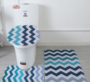 Alfombra de baño estampada, juego de tres piezas <span class=keywords><strong>para</strong></span> baño, alfombra de baño absorbente, alfombra de franela impermeable antideslizante, almohadilla adhesiva <span class=keywords><strong>para</strong></span> pies - Product Image 5