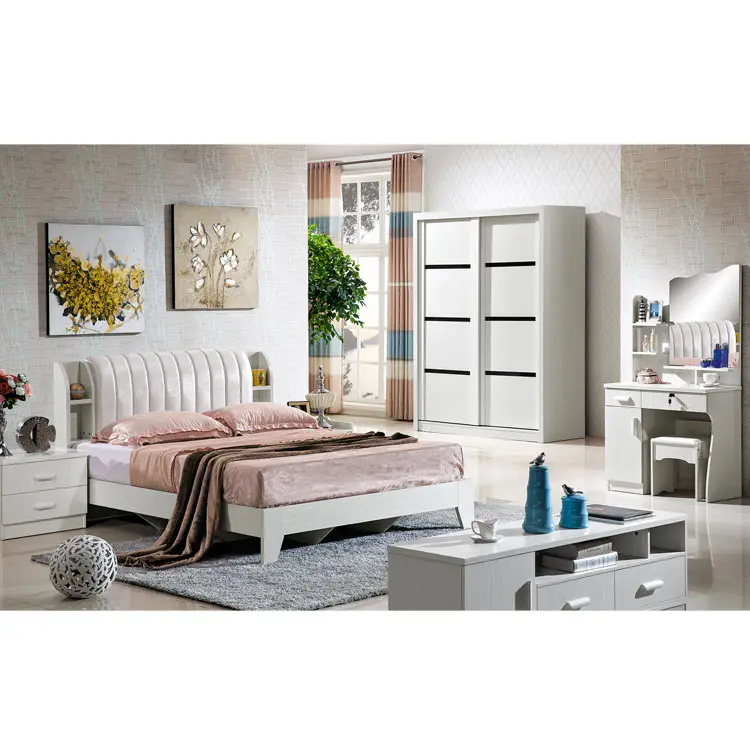 Conjunto de dormitorio, mueble blanco de estilo moderno, tamaño King, 2021