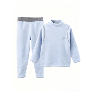 Ensemble de vêtements de nuit pour filles et garçons en gros, imprimé de dessins animés d'hiver, respirant, tissu en velours thermique brossé double face, poids lourd - Product Image 4