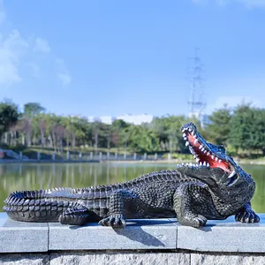 Statue de Crocodile, sculpture d'animal, forêt tropicale, pour zoo en plein air, simulation d'animal