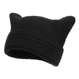 Imp rayé bonnet en tricot grande circonférence de la tête bonnet en <span class=keywords><strong>laine</strong></span> enfants mignon oreilles de chat pointu sur la tête bonnet de protection des oreilles - Product Image 4
