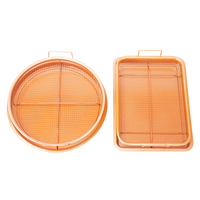 2 Pcs Panier rond en cuivre pour bac à légumes, panier à croustiller pour friteuse à air, panier pour friteuse à copeaux et plateau de cuisson pour biscuits