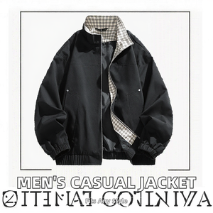 Manteaux et vestes décontractés pour hommes, écologiques, longs, lavés, à fermeture éclair frontale, coupe ample, revers, simples et polyvalents, printemps-automne - Product Image 2