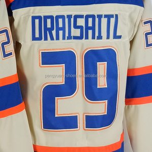 Maillot de hockey Zach <span class=keywords><strong>Hyman</strong></span> beige clair alternatif, qualité supérieure, cousu, prêt à être expédié depuis Edmonton - Product Image 4