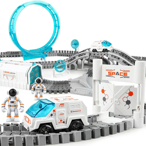 205pcs Electric Flexible Plastic Space Rail <strong>Building</strong> <strong>Blocks</strong> <strong>Track</strong> Parking Set Toy Car - Product Image 1