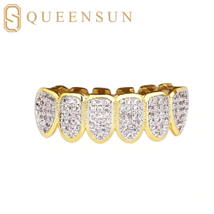 Mịn lát đá outdiamond grillz phiên bản queensun mô hình 123 5g S925 Bạc Vàng rắn <span class=keywords><strong>bezel</strong></span> thiết lập răng Unisex - Product Image 5