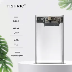 TISHRIC External HD Case 2.5 Transparent HDD Case SSD External Hard Disk Drive Box Enclosure 6Gbps SATA To TYPE-C Case