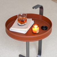 Table console moderne de luxe Botai avec poignée intégrée en cuir et acier inoxydable pour salon, chambre et balcon
