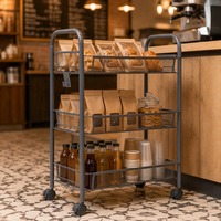 Étagère de rangement mobile moderne à 3 niveaux en acier inoxydable sur roulettes pour la maison, la cuisine, le salon