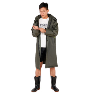 Military Green <b>Full</b> <b>Length</b> <b>Raincoat</b> Men Waterproof Outdoor Cycling Food Delivery Poncho Single Person Rainwear - Product Image 4