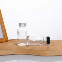 Lot de 6 bouteilles de shot de gingembre réutilisables avec couvercle, petits bocaux en verre de 2 oz 2 onces avec couvercles hermétiques, bouteilles de shot d'énergie fraîche carrées