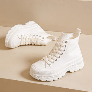 2024 नए लोकप्रिय मोटे सोल वाले हाई-टॉप कैनवास कैज़ुअल स्पोर्ट्स शूज़ महिलाओं के लिए ब्लैक समर और स्प्रिंग हाई-टॉप्स - Product Image 2