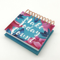 Calendario de Escritorio Personalizado al por Mayor, con Doble Espiral, Tapa Dura, Papel de Arte, Encuadernación Wire-o, Color y Logotipo Personalizados, para Publicidad, 365 Días