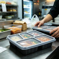 Boîte à lunch jetable micro-ondable à 5 compartiments, récipient de stockage alimentaire pour l'emballage des restaurants, pour les sandwichs et les nouilles