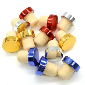 Most Popular 30mm Cork Synthetic Stopper with Polished Aluminum Cap Economically Priced for Liquor Bottle Packaging