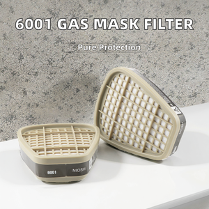 OEM-6001 Silicone Respirator hidung, dapat digunakan kembali 3 lapisan 7-in-1 masker Gas Cartridge Filter penggunaan industri katup pernapasan dapat disesuaikan - Product Image 2