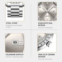 Montre-bracelet à quartz 2026 de luxe unisexe, lumineuse, calendrier analogique, bracelet en alliage d'acier inoxydable, mode, étanche 89255