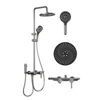 Ensemble de douche rond anodisé sur mesure OEM à quatre fonctions, mural, haute pression, avec douchette à main, accessoires de salle de bain en gros