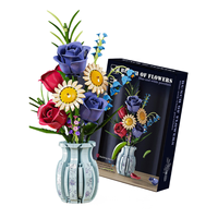 Meilleures ventes : Ensemble de blocs de construction MOC haut de gamme, thème Vase de fleurs artistique, avec plantes en plastique à assembler, pour la construction créative