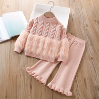 2024 filles mode pull en peluche pull 2 pièces ensemble pour automne et hiver bambin filles porter à l'extérieur