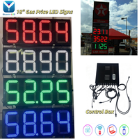 Papan Tanda LED SPBU 18 Inci Warna Putih/Hijau/Merah Tampilan Angka Digital LED 88.88 Papan Harga SPBU LED
