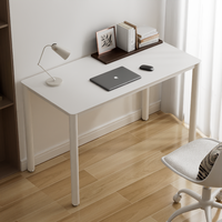 Bureau d'ordinateur rectangulaire en verre trempé givré simple, table de travail pour la maison et le bureau