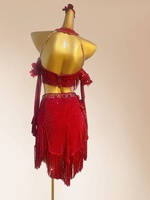 Robe de performance pour adulte de danse latine, imprimé floral, avec diamants et pompons, 100% polyester, style kits