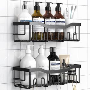 Paquete de 5 Organizadores de ducha modernos de acero inoxidable 304, estantes de esquina, jabonera con ganchos Caddy para uso en baño y cocina - Product Image 6