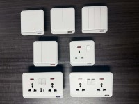 CNBW Interruptores de Luz Ultrafinos de 3 Vías y 1/2 Vía, Estándar del Reino Unido, 16A, con Material de PC, Estilo Moderno y Lujoso, Duraderos, 220-250V