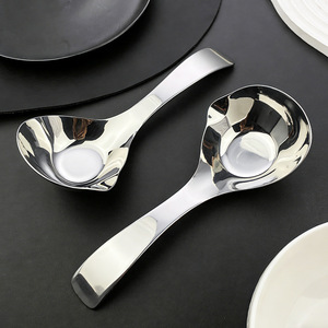 304 Stainless Steel Flat Bottom <b>Spoon</b> Thickened Deepened Glossy Household Soup <b>Serving</b> <b>Spoon</b> Durable - Product Image 3