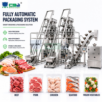 Machine de pesage entièrement automatique haute productivité pour aliments surgelés (viande de bœuf, porc, poulet, fruits de mer, légumes) avec étiquetage des sacs et sachets
