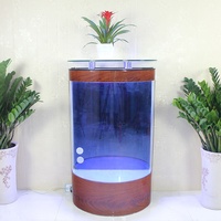 Réservoir de poissons d'aquarium demi-rond en verre de haute qualité avec lumières LED et pompe à eau pour les ménages