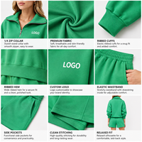 Supplier Grosir Set Celana Pendek dan Atasan Wanita Custom, Model Half Zip, 2 Potong, Oversize, Kasual, Streetwear, Lounge Wear, OEM ODM