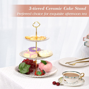 Tivray Custom <strong>3</strong> <strong>Tier</strong> Ceramic Wedding <strong>Dessert</strong> Fruit Snack Cupcake Cake Marble Elegant <strong>Dessert</strong> Stand for Tea Party Serving Platter - Product Image 4