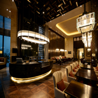 Lustre moderne de luxe à double anneau en cristal, cadre en métal noir, luminaire suspendu pour hall d'hôtel et réception