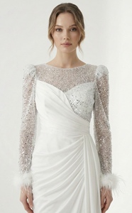 Abito da Sera Elegante a Maniche Lunghe <span class=keywords><strong>Franzese</strong></span> per Cerimonie e Matrimoni, Vestito Elegante per Occasioni Formali - Product Image 2