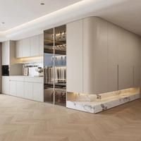 Buffet en bois multifonctionnel, station de bar à café personnalisée pour cuisine à concept ouvert