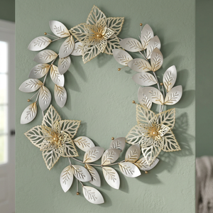 Corona Floral Metálica Redonda, Flores Decorativas Hechas a Mano, Estilo Glamuroso, Sin Iluminación, Paquete Individual - Product Image 6