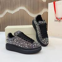 Baskets compensées originales pour femmes, style italien, avec strass, semelle extérieure épaisse en caoutchouc, semelle intérieure, chaussures décontractées